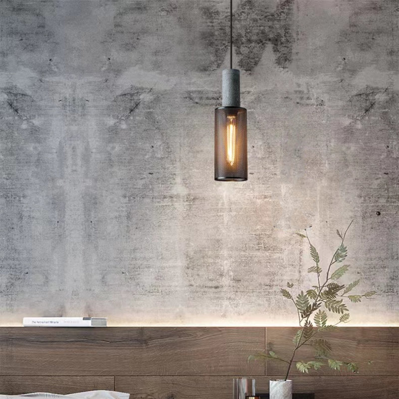 Vireth Pendant Light Industrial Cylindrical Cement/-Neutral Decor