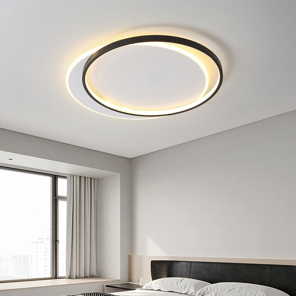 Mabugar Modern Square/ Round Flush Mount Ceiling Light, Black with White