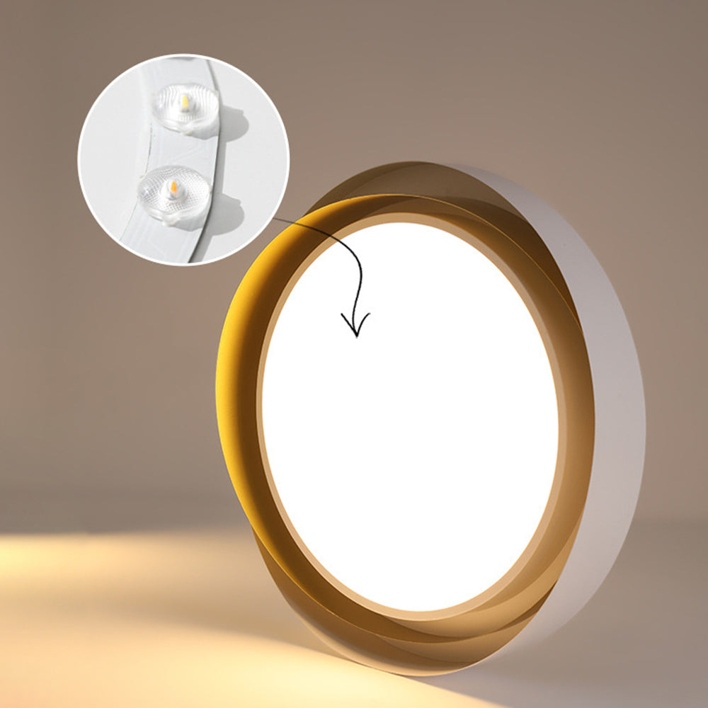 Raluken Modern Geometric Metal/ Flush Mount Ceiling Light, White/Gold