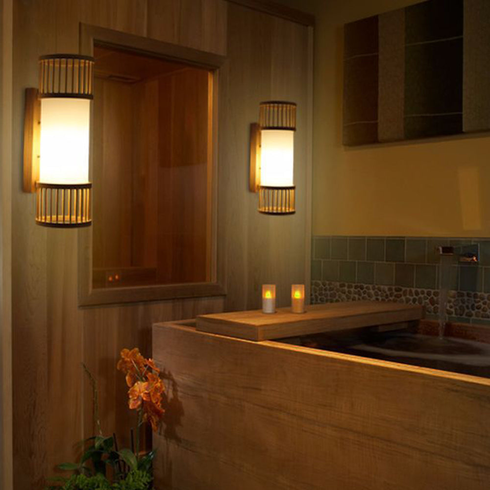 Kekipam Wall Lamp Rustic, Kekipam Rattan Weaving LED, Hallway Wall Sconce
