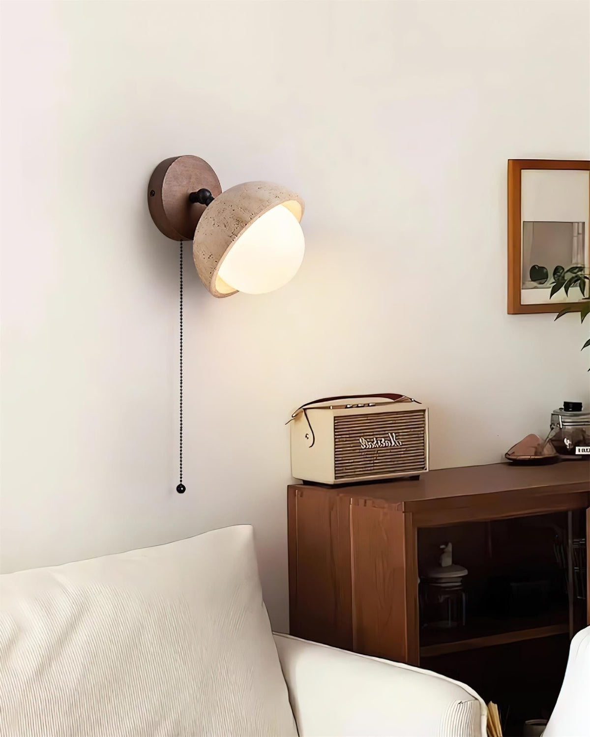 Eala Wall Lamp Travertine Wood Minimalist Modern