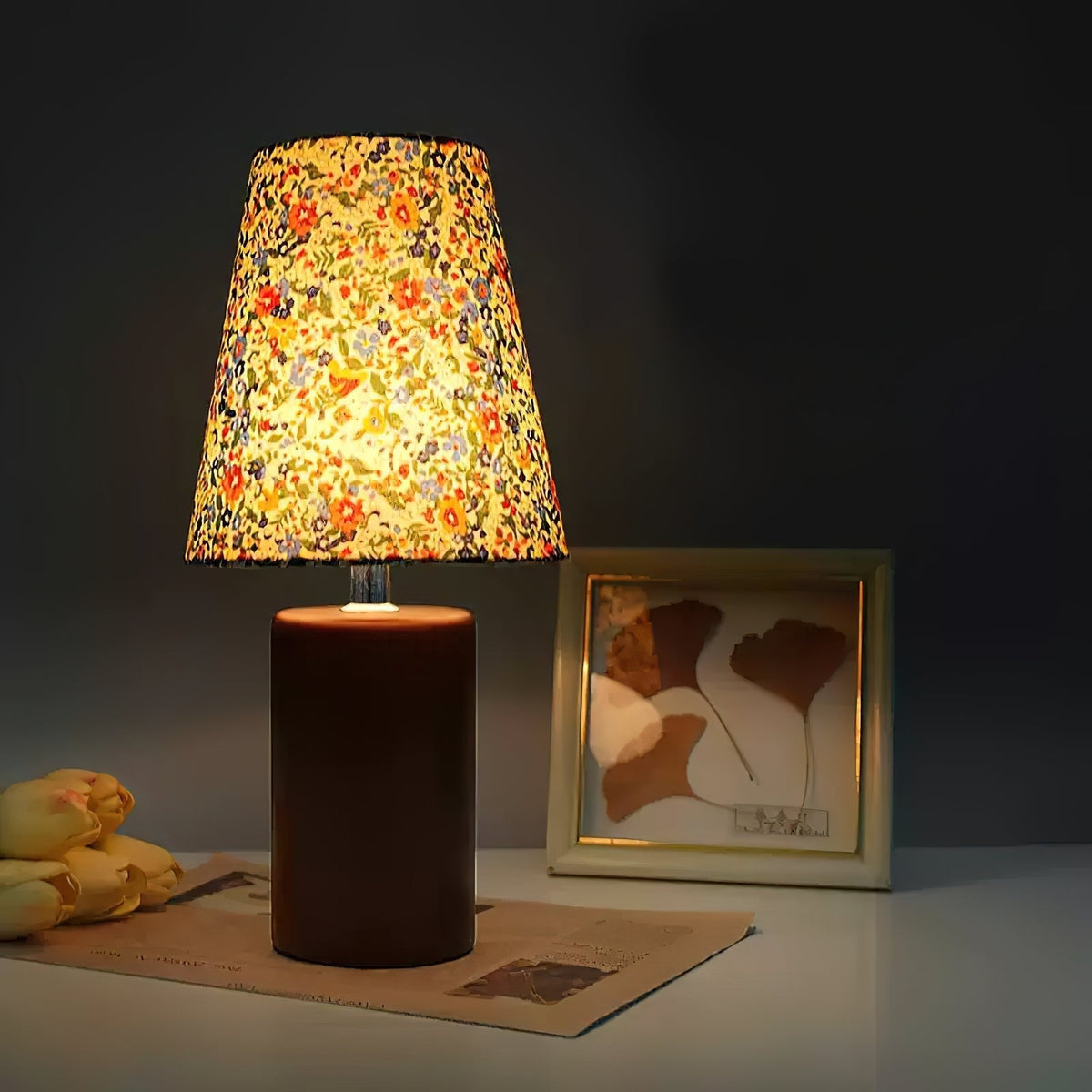Elvivelia Vintage Wood Table Lamp
