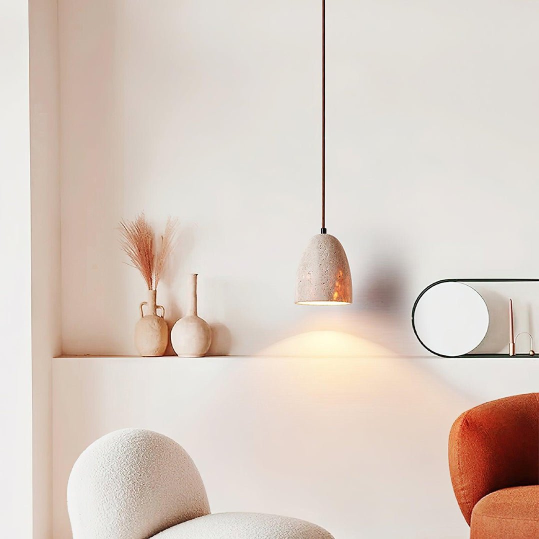 Lildes Conical Travertine Pendant Light