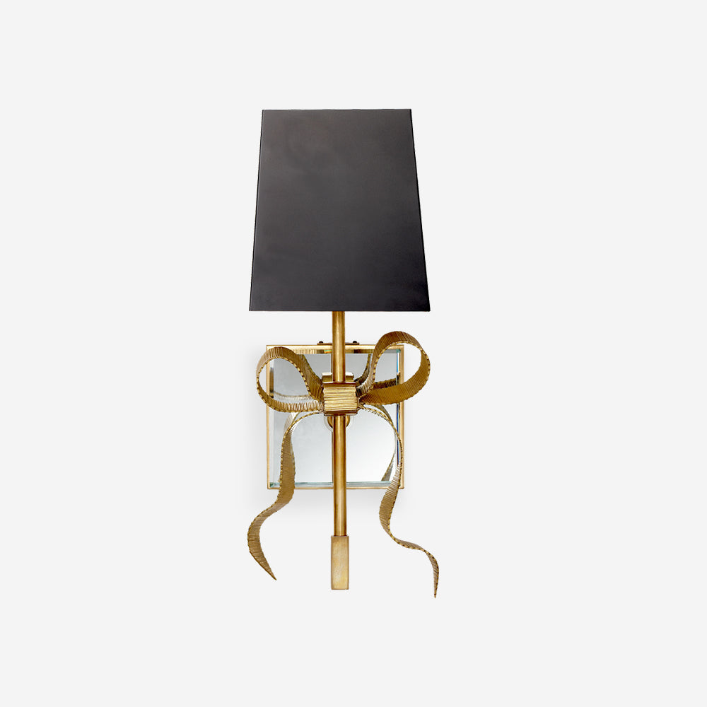 Leko Black Shade Wall Sconce with Gold Bow Accent