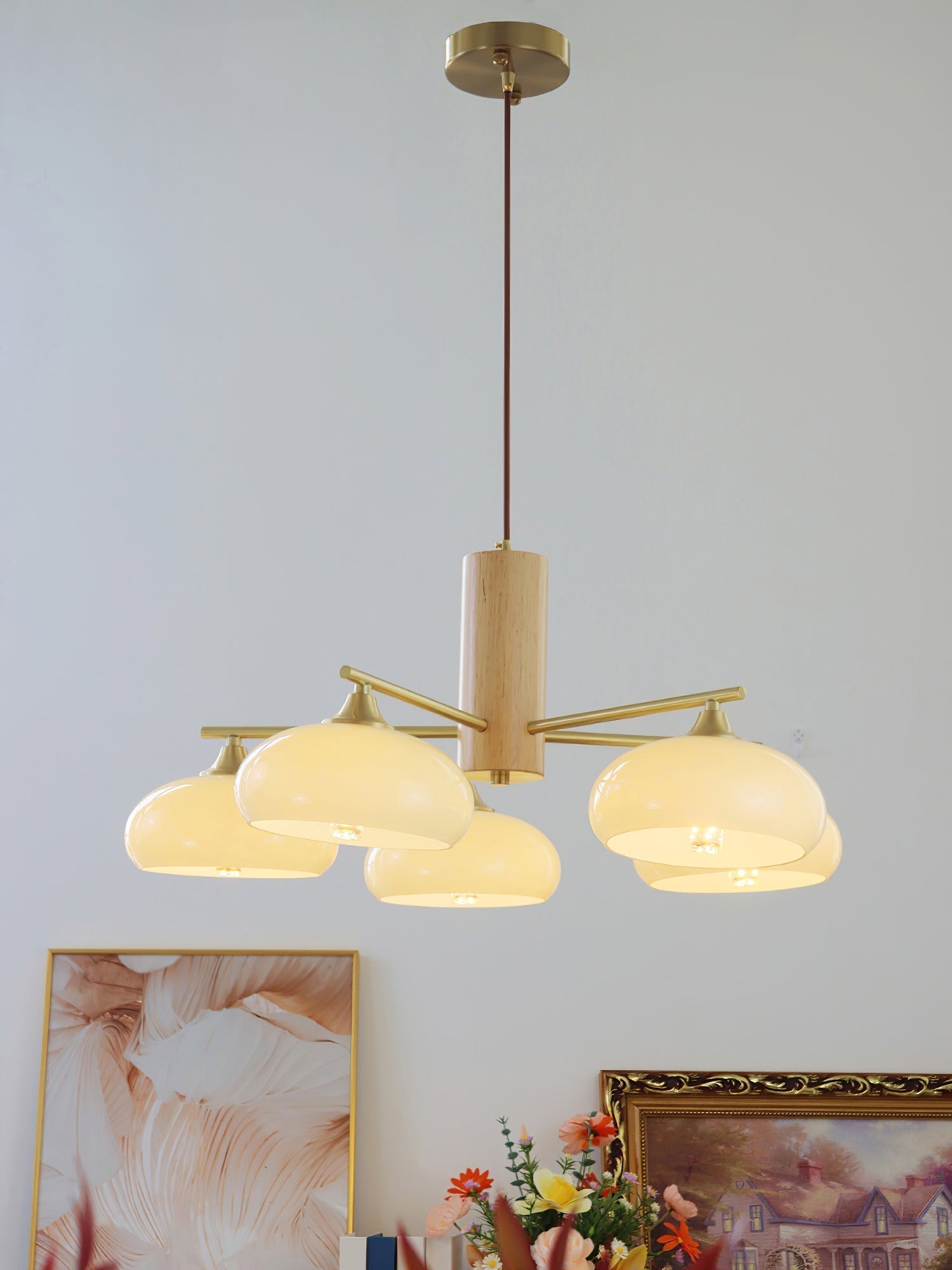 Nova Natural Persimmon Glass Chandelier