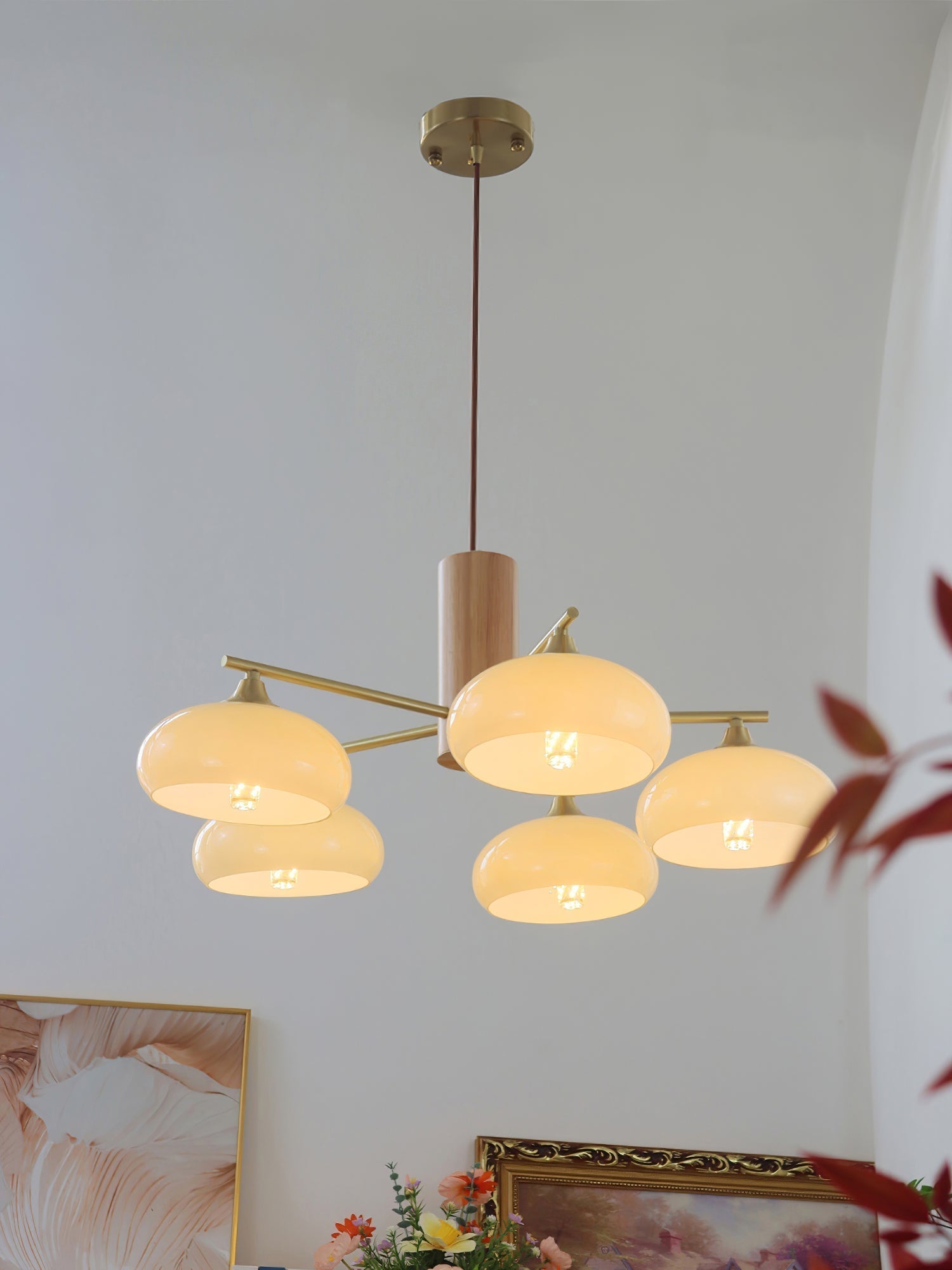 Nova Natural Persimmon Glass Chandelier