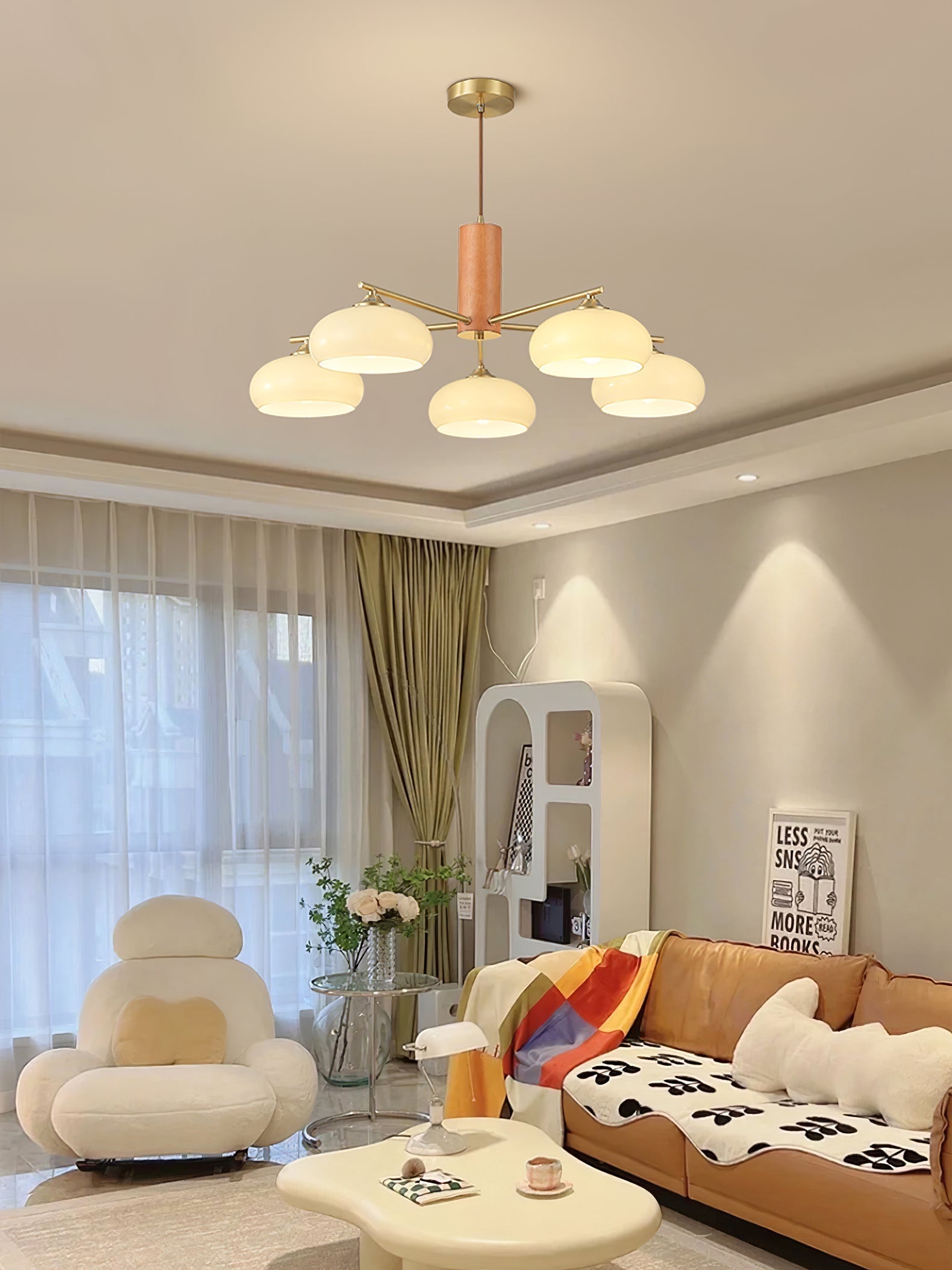 Nova Natural Persimmon Glass Chandelier