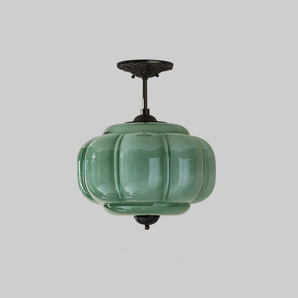 Eldio Green Glass Semi Flush Mount Light