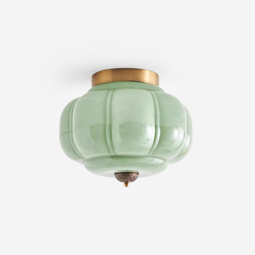 Selviro Ceiling Lamp Green Glass Brass Classic