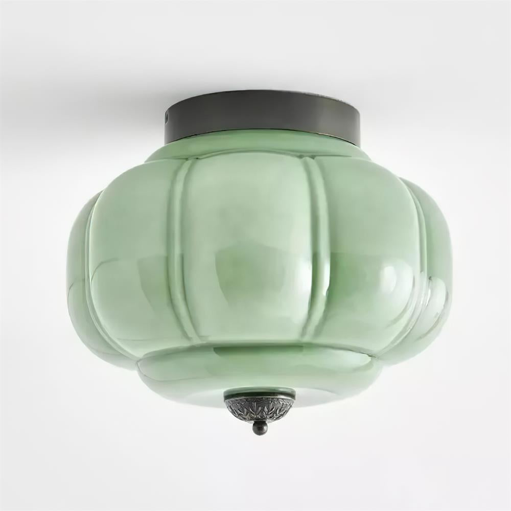 Selviro Ceiling Lamp Green Glass Brass Classic