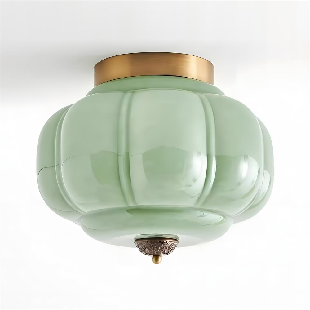 Selviro Ceiling Lamp Green Glass Brass Classic