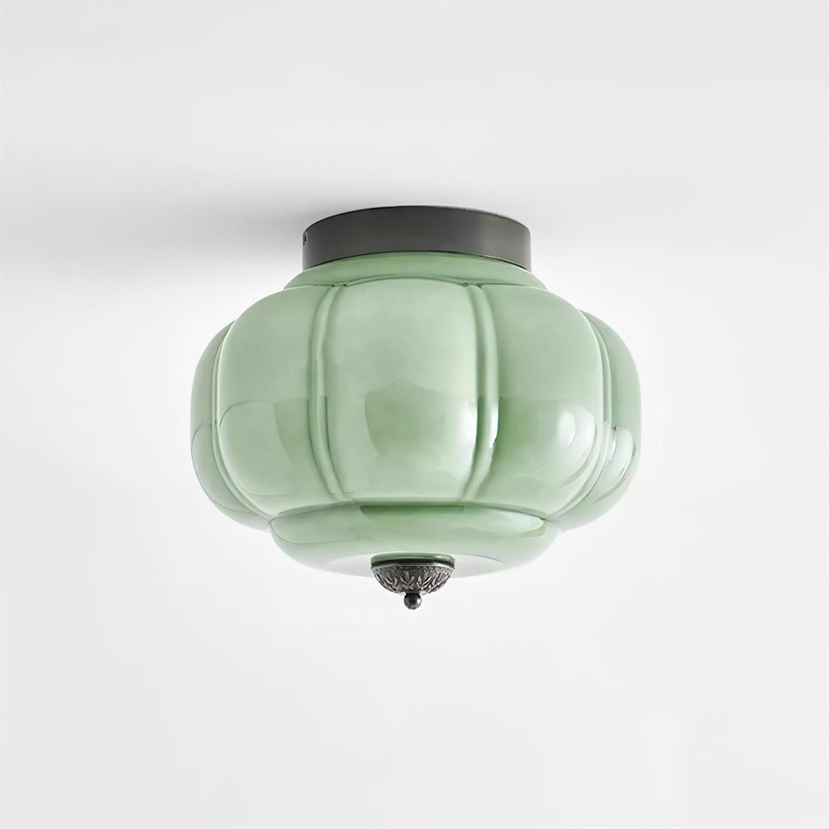 Selviro Ceiling Lamp Green Glass Brass Classic