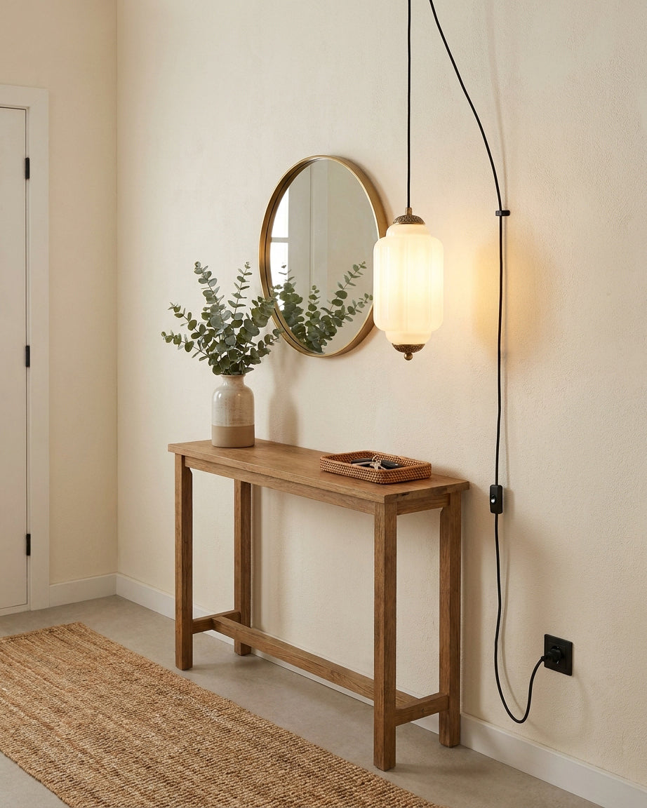 Veleaine Glass Plug In Pendant Light