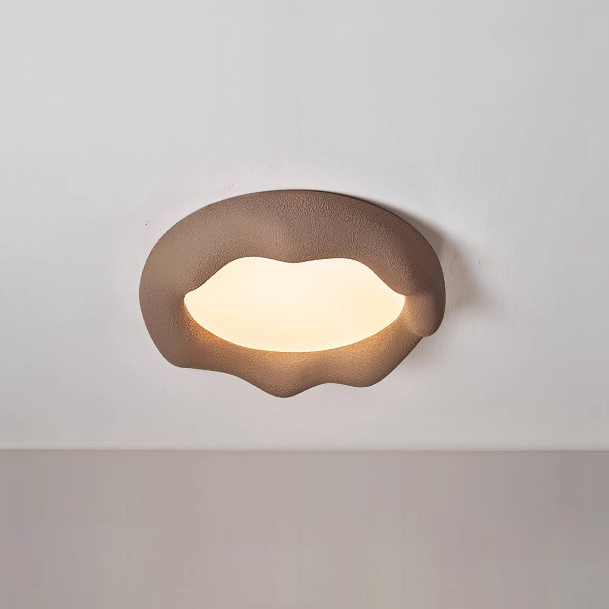 Ceiling Light Organic Resin and Fiberglass Fixture in Beige
