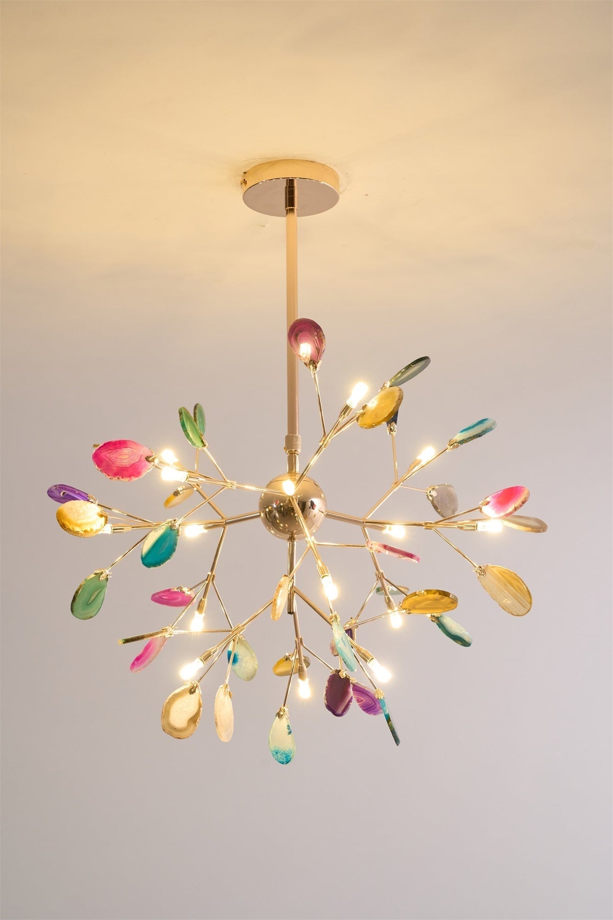Ulenor Chandelier Colorful Leaf Gilded Arms