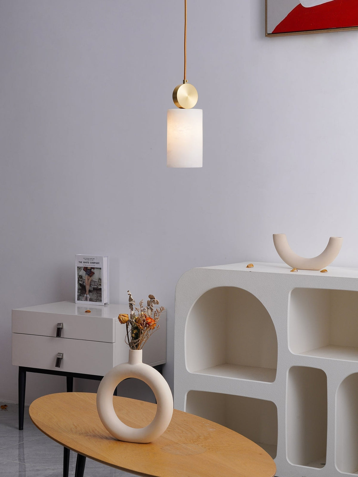 Salen Pendant Light Alabaster & Brass