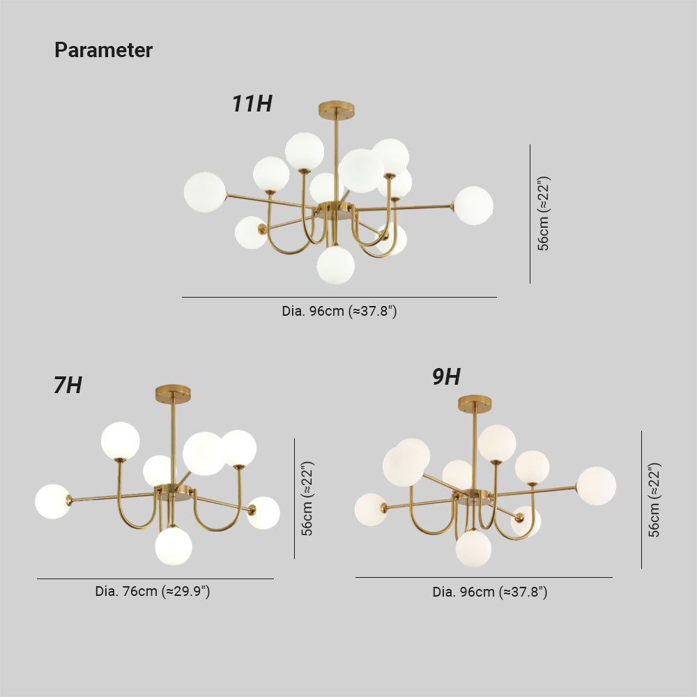 Jimotut Modern LED Chandelier Gold Glass Living/Dining Room/Bedroom