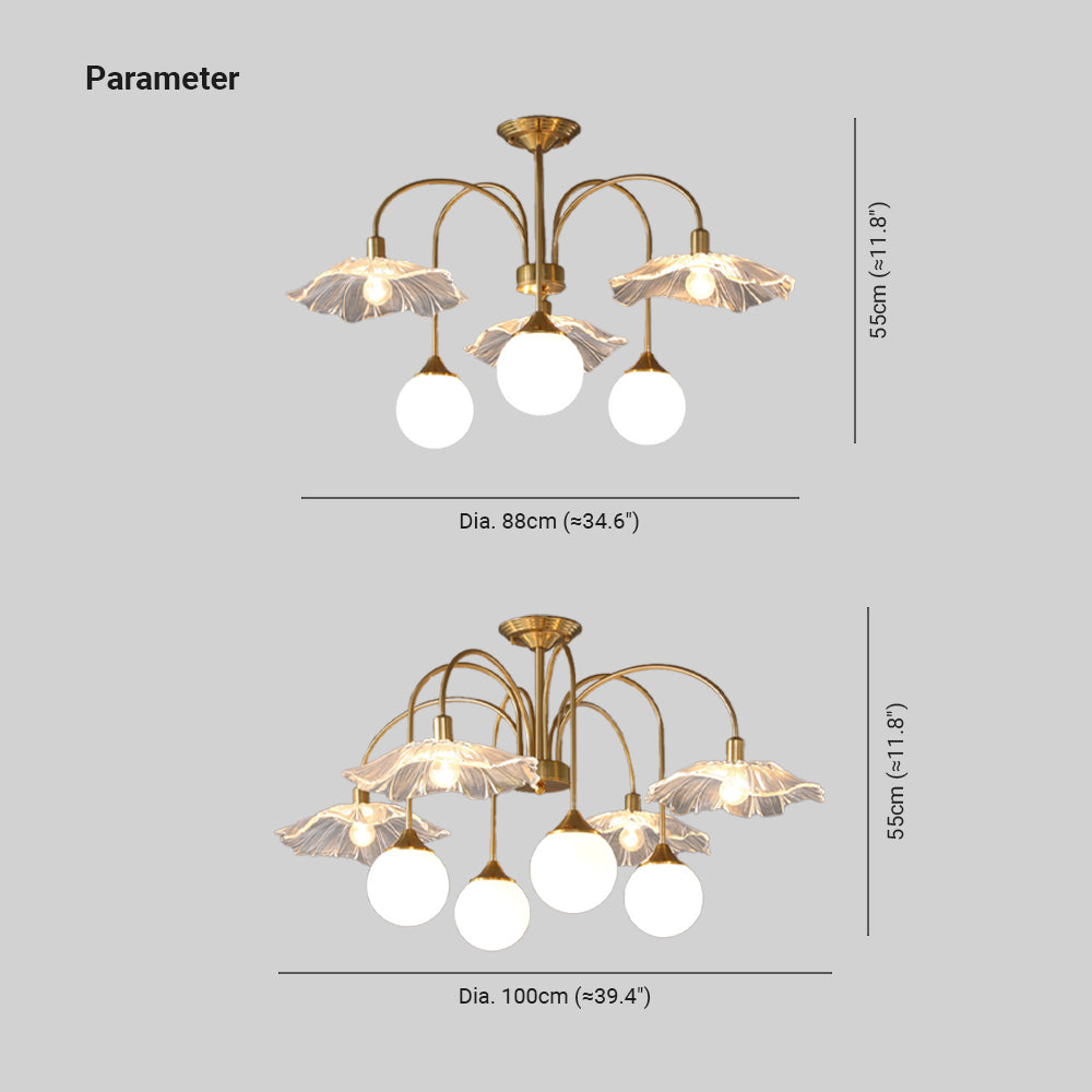 Lomokun Nordic LED Chandelier Gold Glass Living/Dining Room/Bedroom