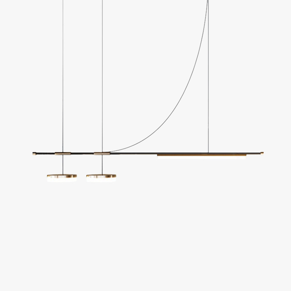 Wikuman Modern Long LED Pendant Light Black Metal Dining Room