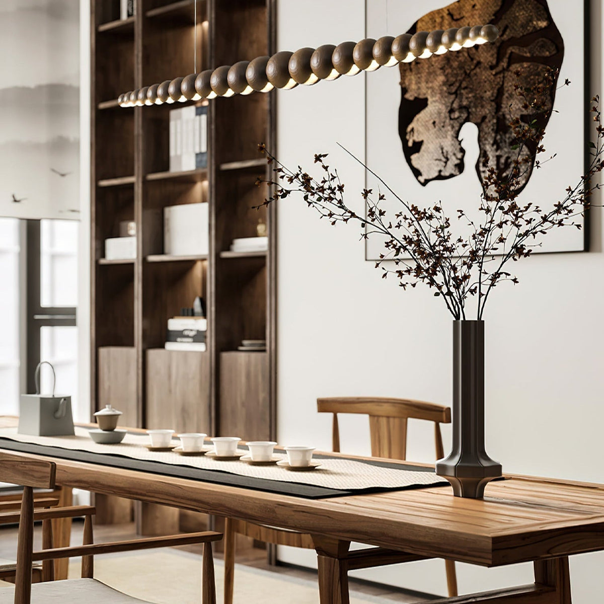 Terubur Beaded Wooden Chandelier