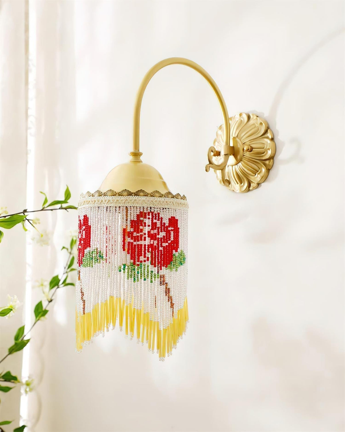 Teriorine Flamenco Vintage Beaded Wall Lamp