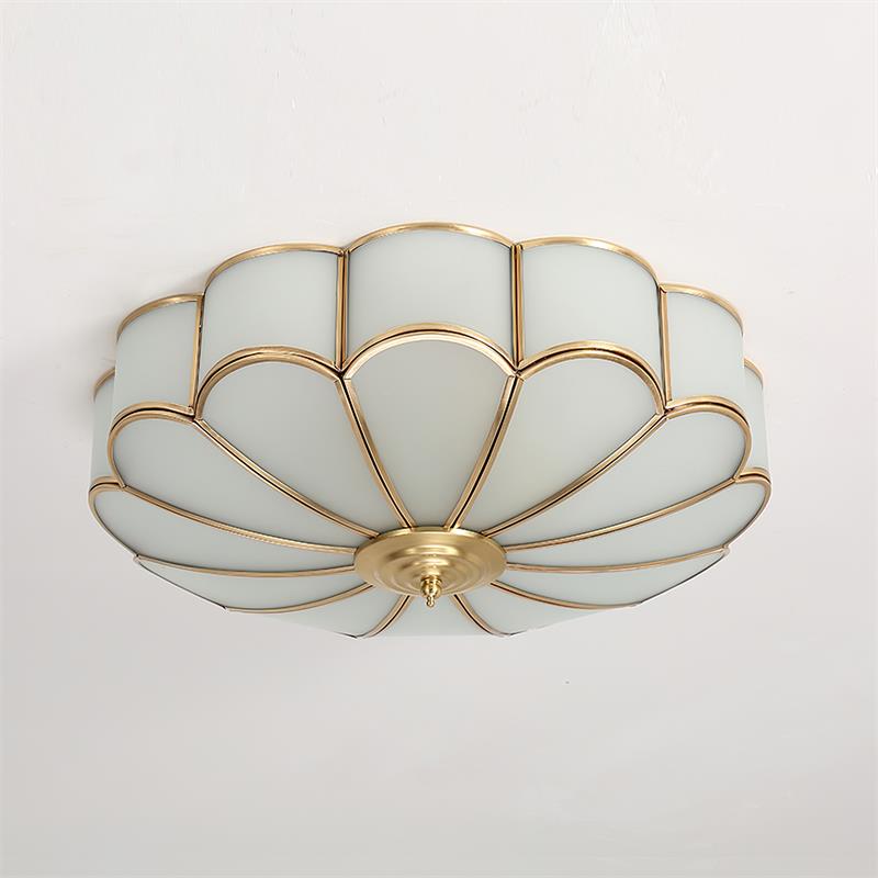 Viraean Flower Shape Brass Glass Ceiling Lamp