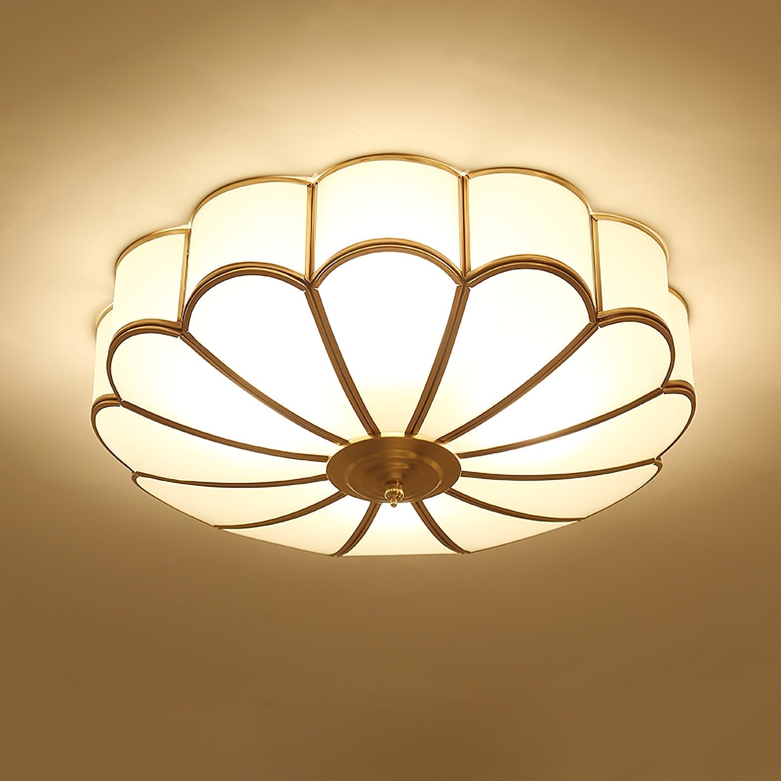 Viraean Flower Shape Brass Glass Ceiling Lamp