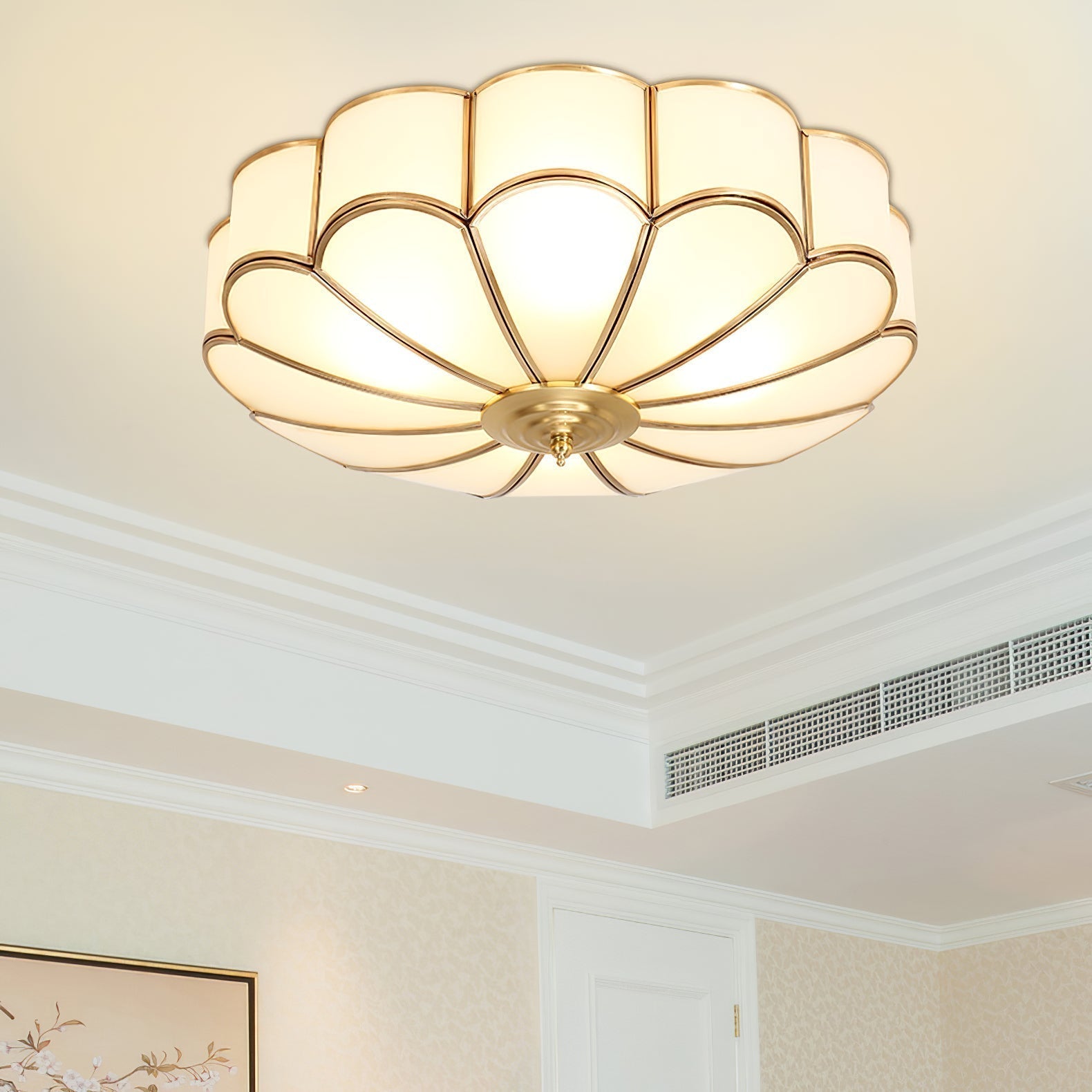 Viraean Flower Shape Brass Glass Ceiling Lamp