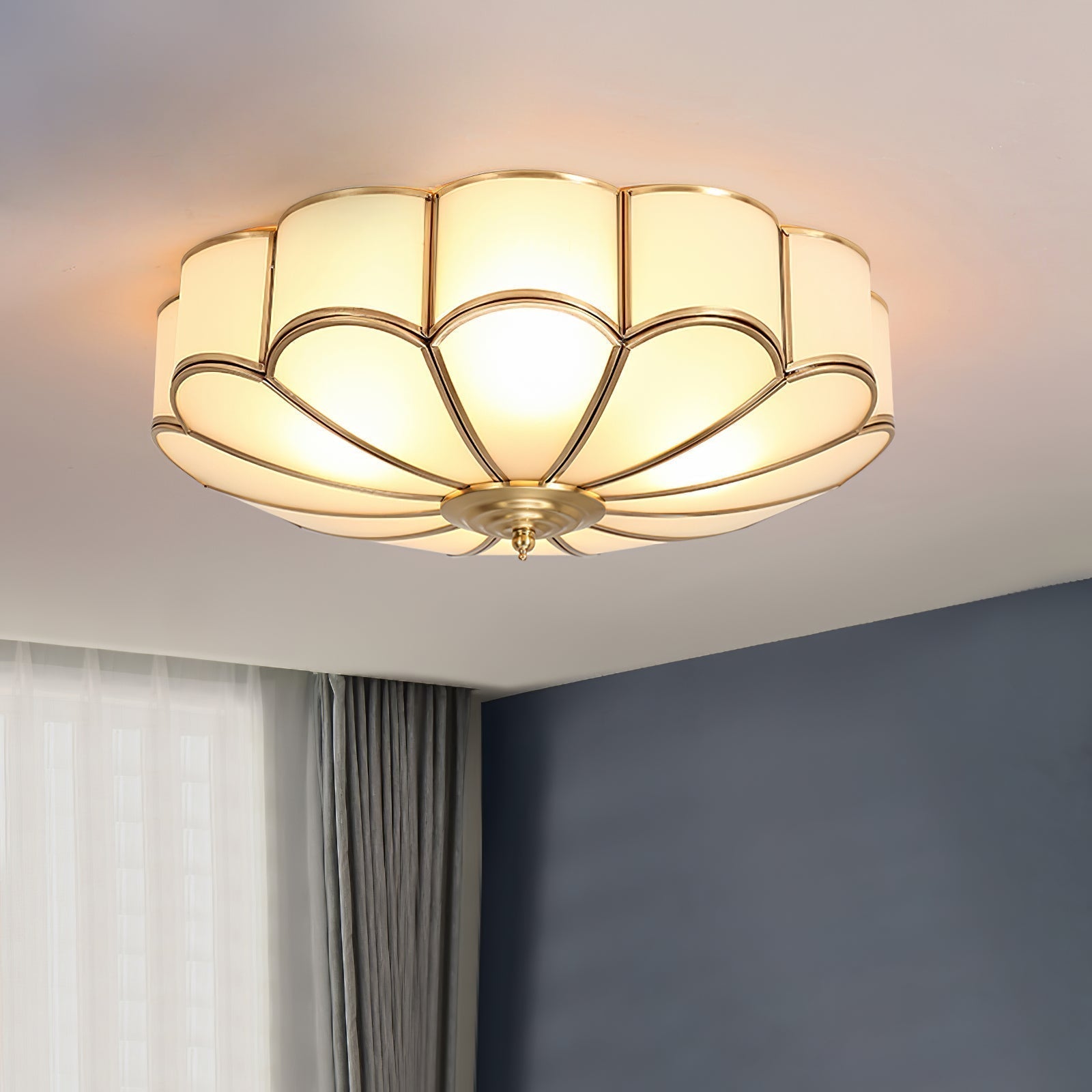 Viraean Flower Shape Brass Glass Ceiling Lamp