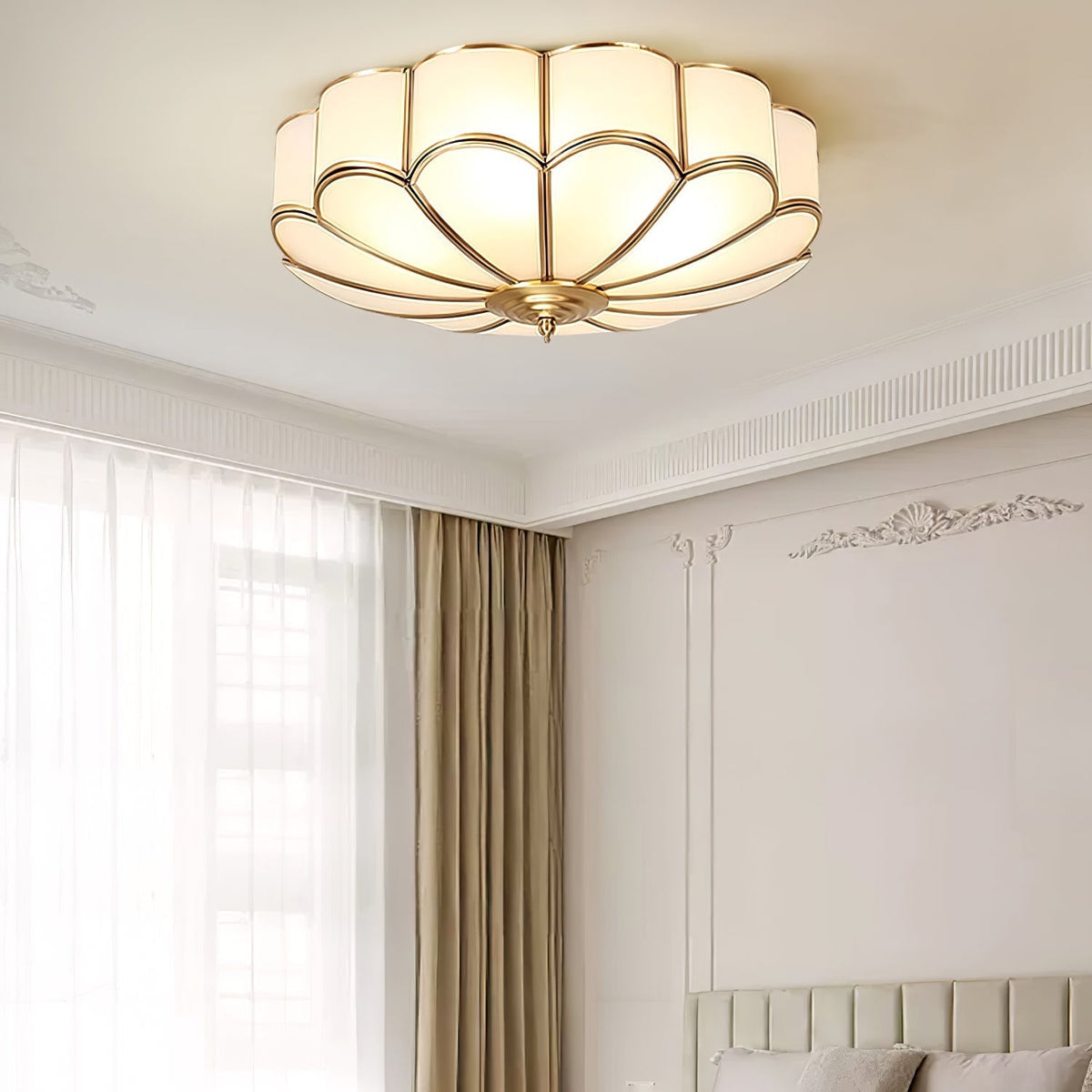 Velenena Ceiling Light Flower Shape Glass Brass