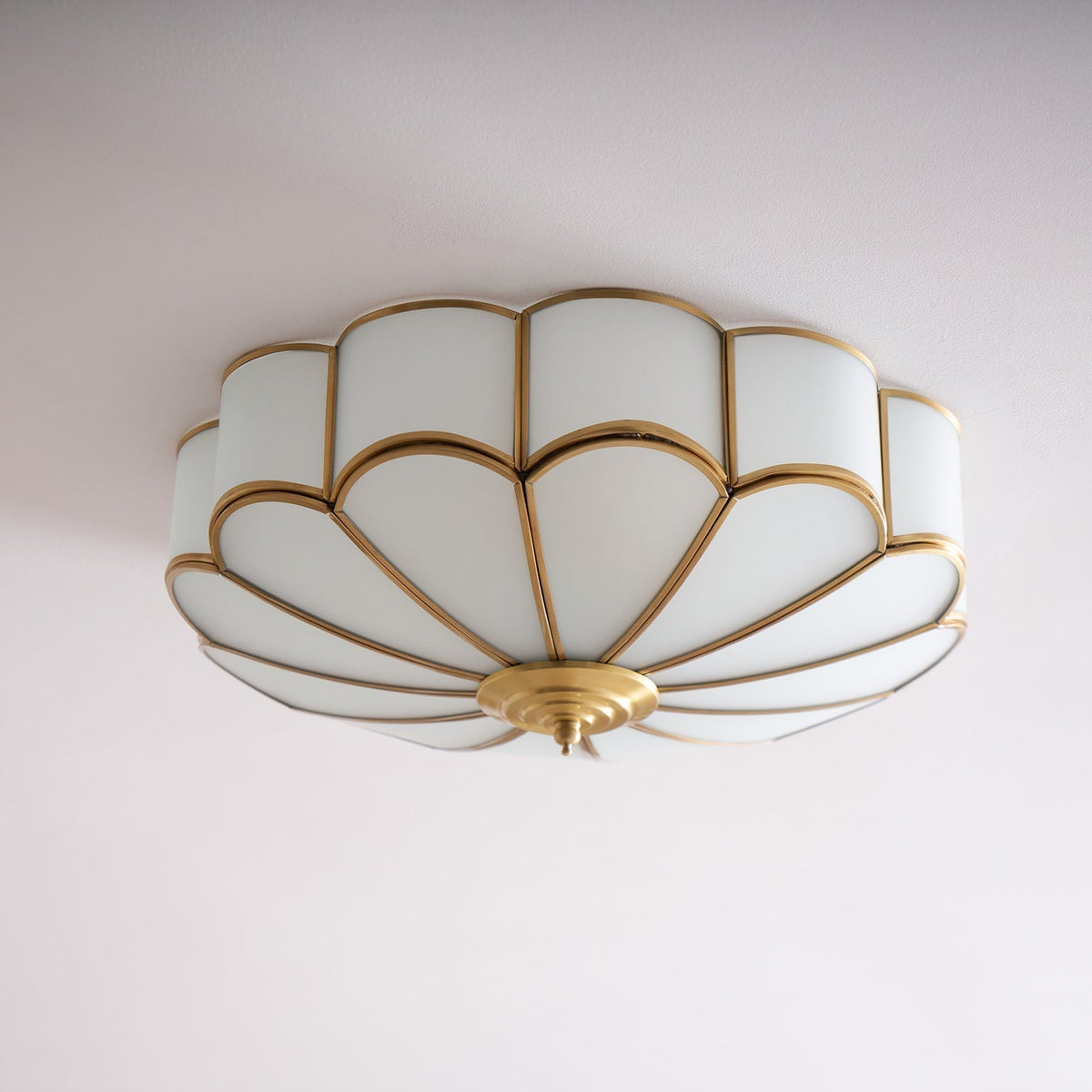 Velenena Ceiling Light Flower Shape Glass Brass