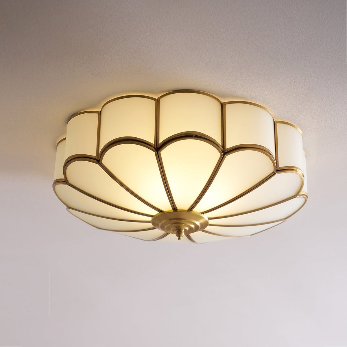 Velenena Ceiling Light Flower Shape Glass Brass