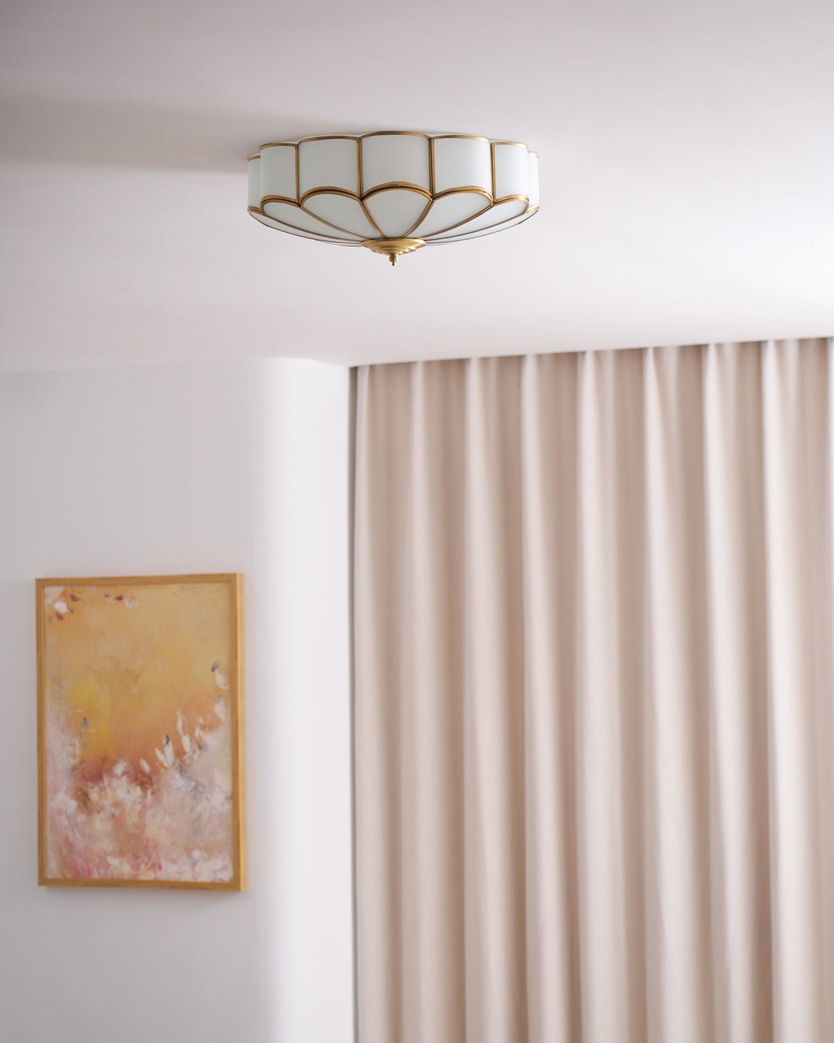 Velenena Ceiling Light Flower Shape Glass Brass