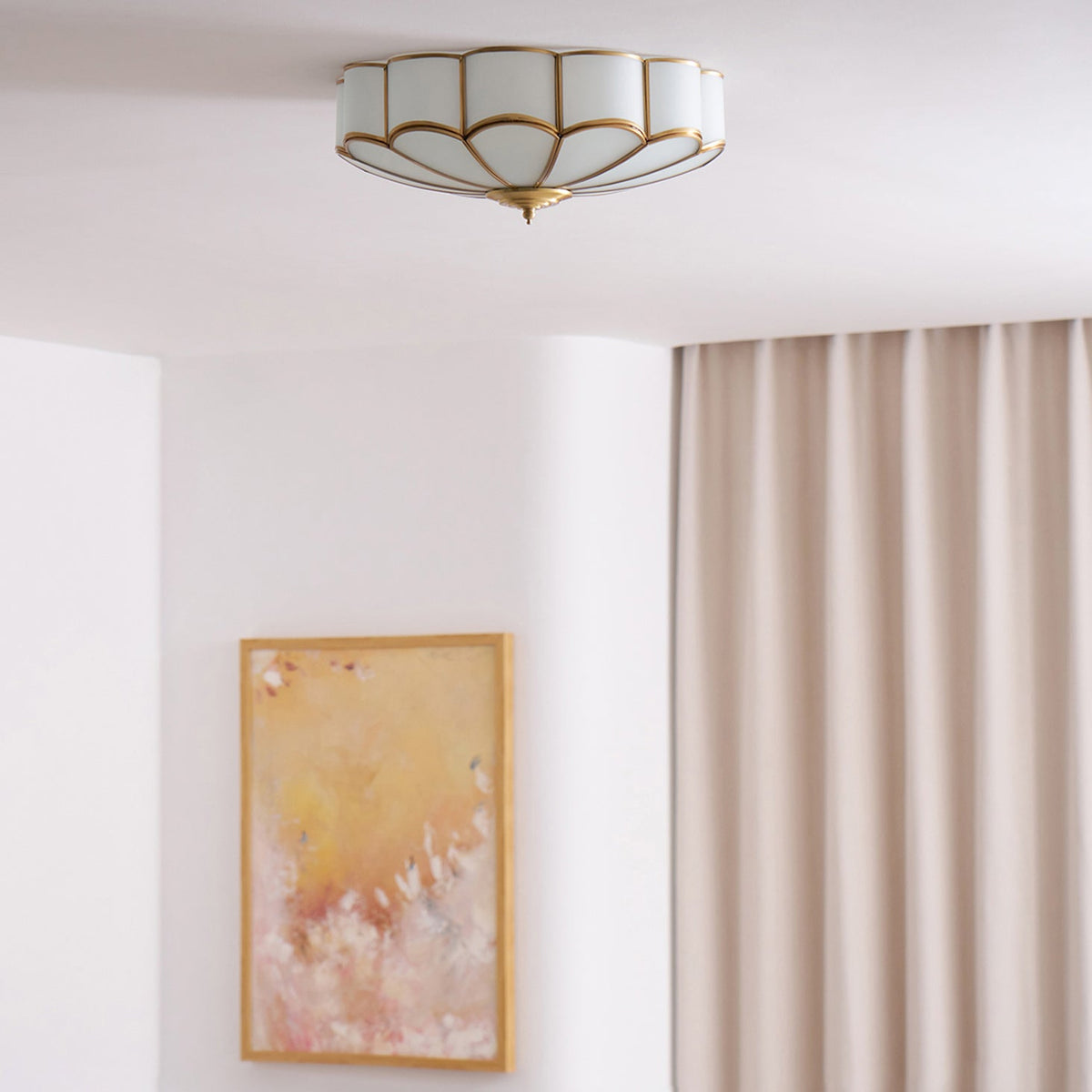 Velenena Ceiling Light Flower Shape Glass Brass
