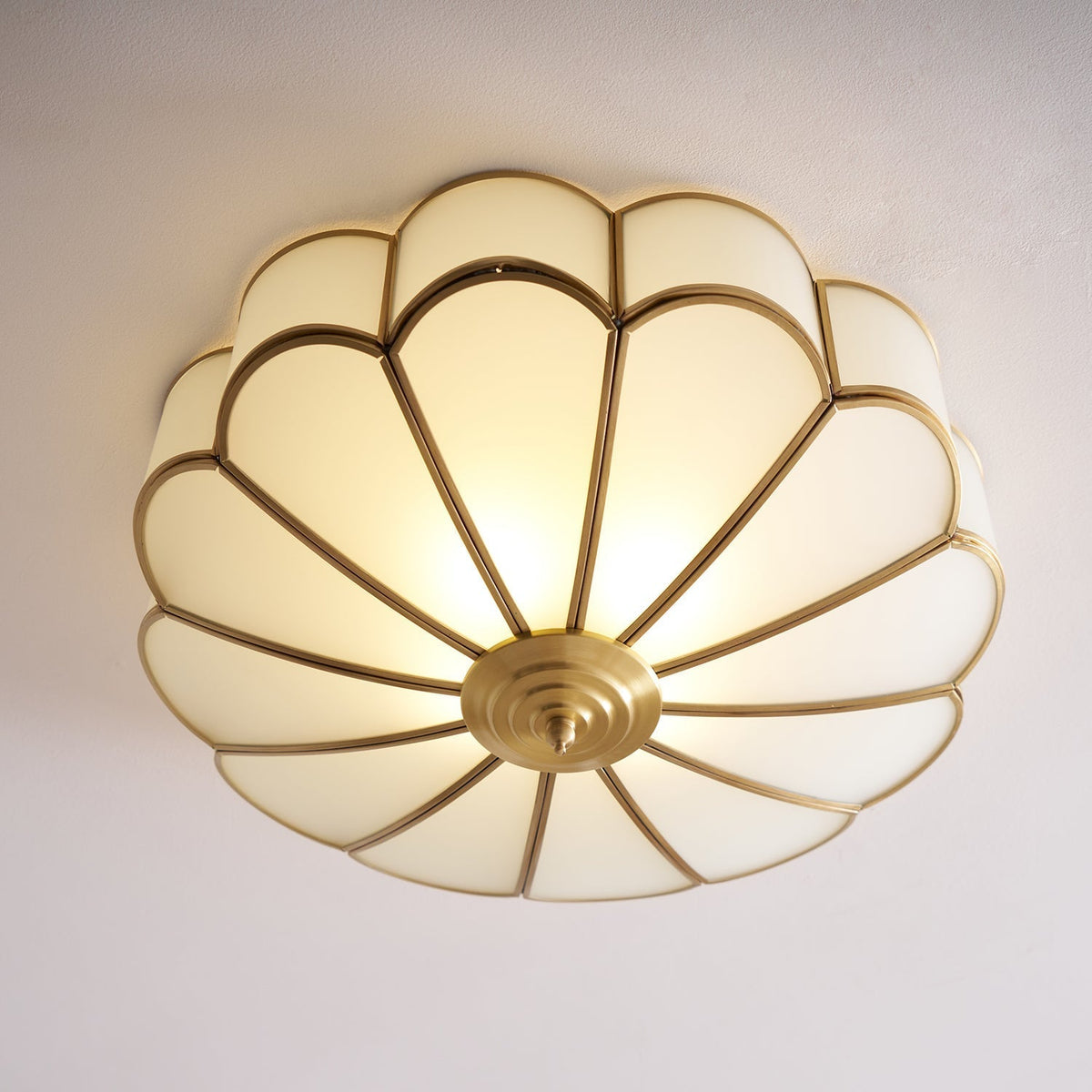 Velenena Ceiling Light Flower Shape Glass Brass