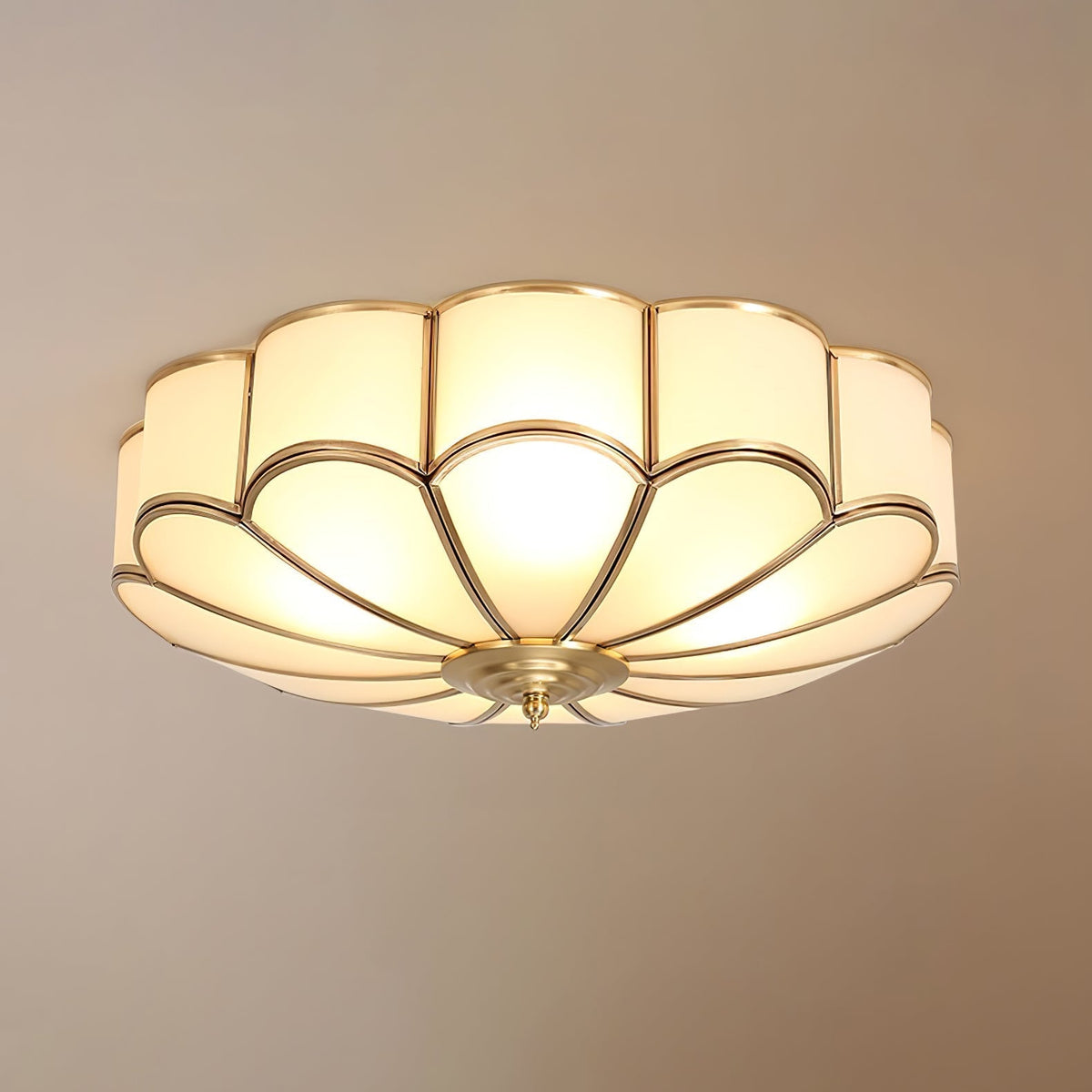 Velenena Ceiling Light Flower Shape Glass Brass