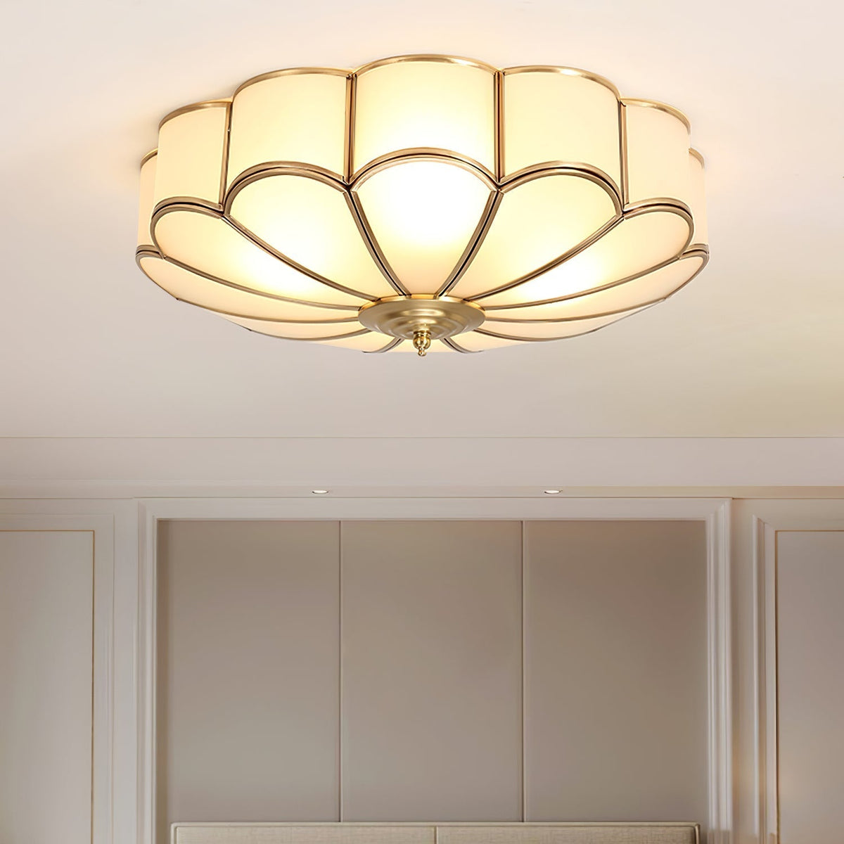 Velenena Ceiling Light Flower Shape Glass Brass