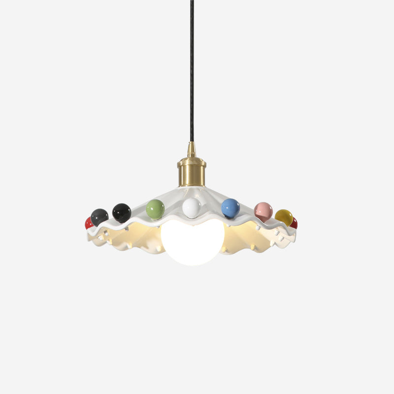 Solvira Pendant Lamp Wavy Ceramic Shade