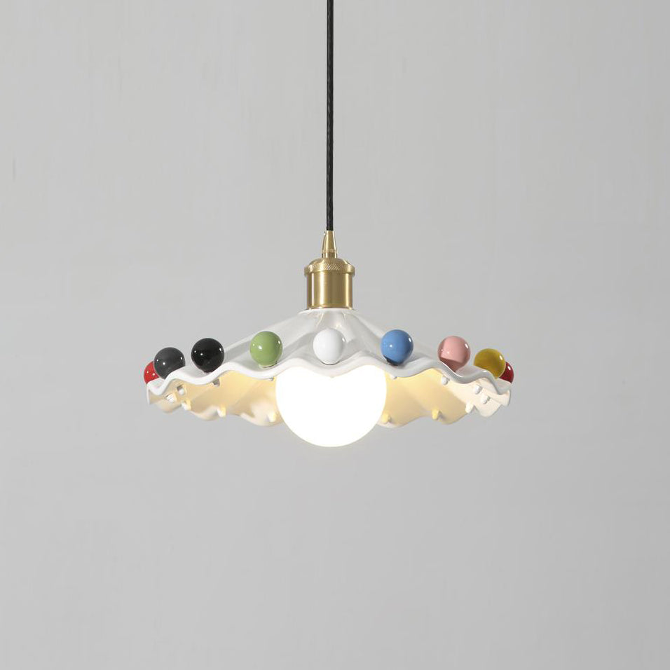 Solvira Pendant Lamp Wavy Ceramic Shade