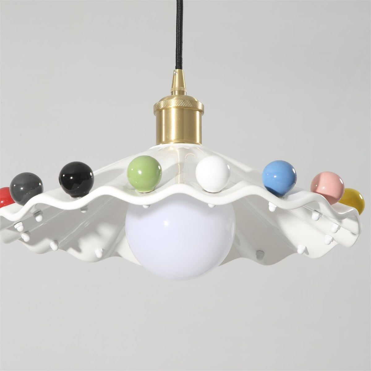 Solvira Pendant Lamp Wavy Ceramic Shade