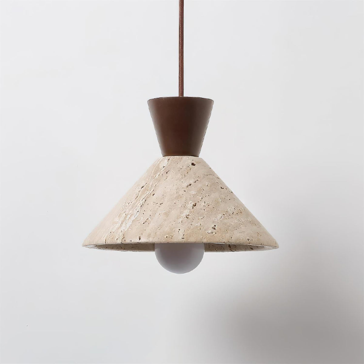 Caliva Pendant Lamp Travertine Hat Shape Natural
