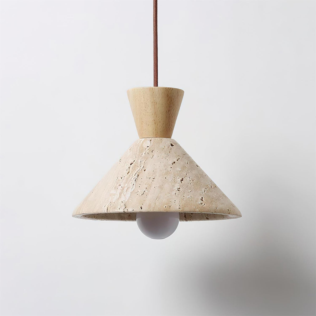 Caliva Pendant Lamp Travertine Hat Shape Natural