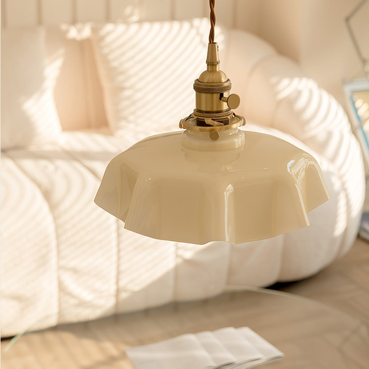 Sepalom Farmhouse Ruffled Pendant Light