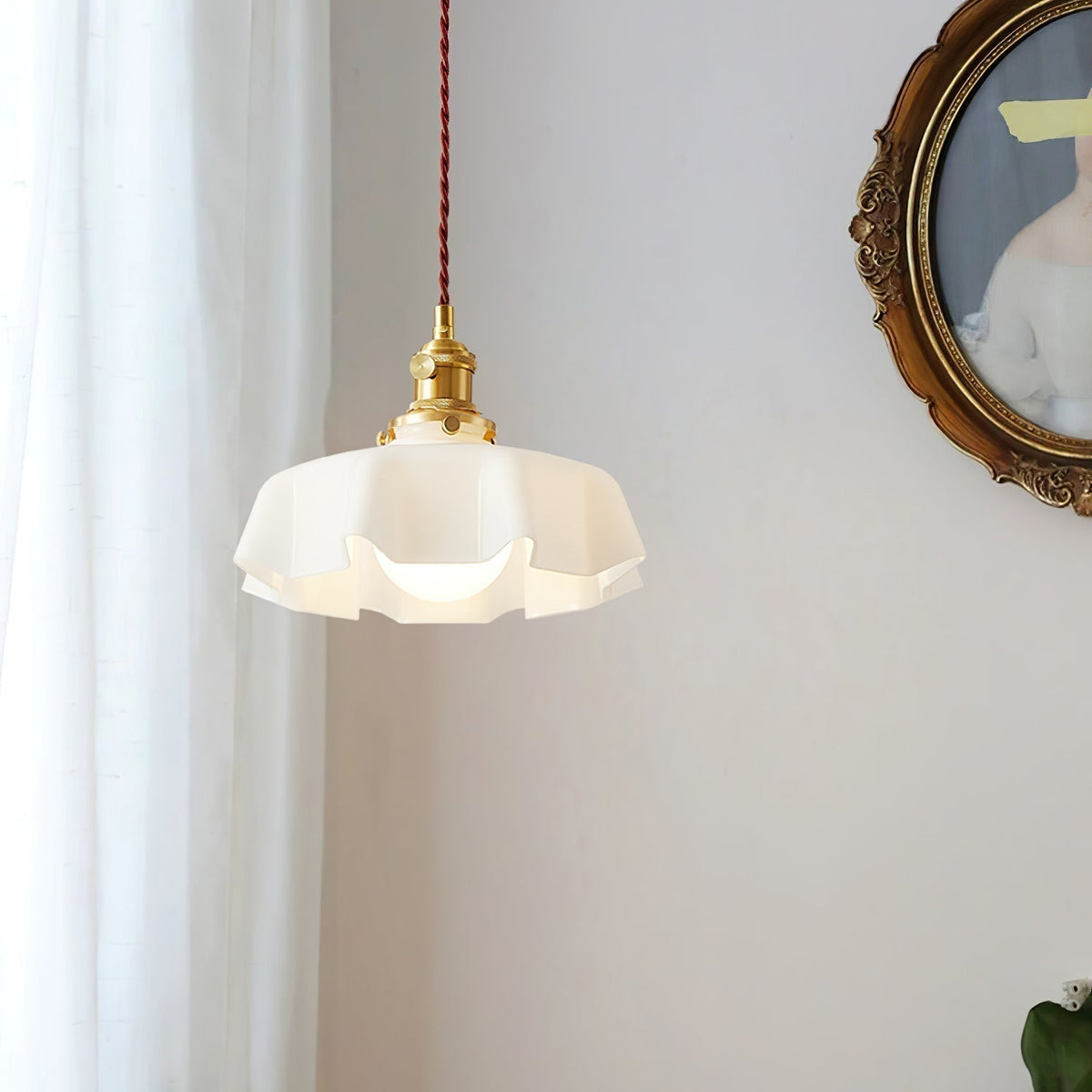 Sepalom Farmhouse Ruffled Pendant Light