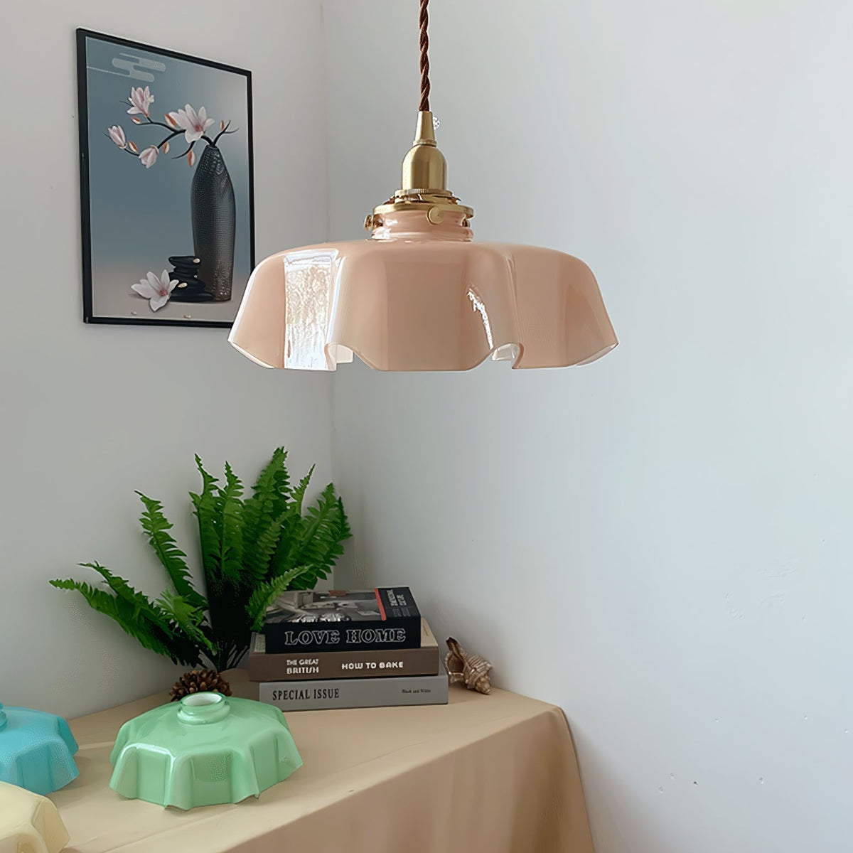 Sepalom Farmhouse Ruffled Pendant Light