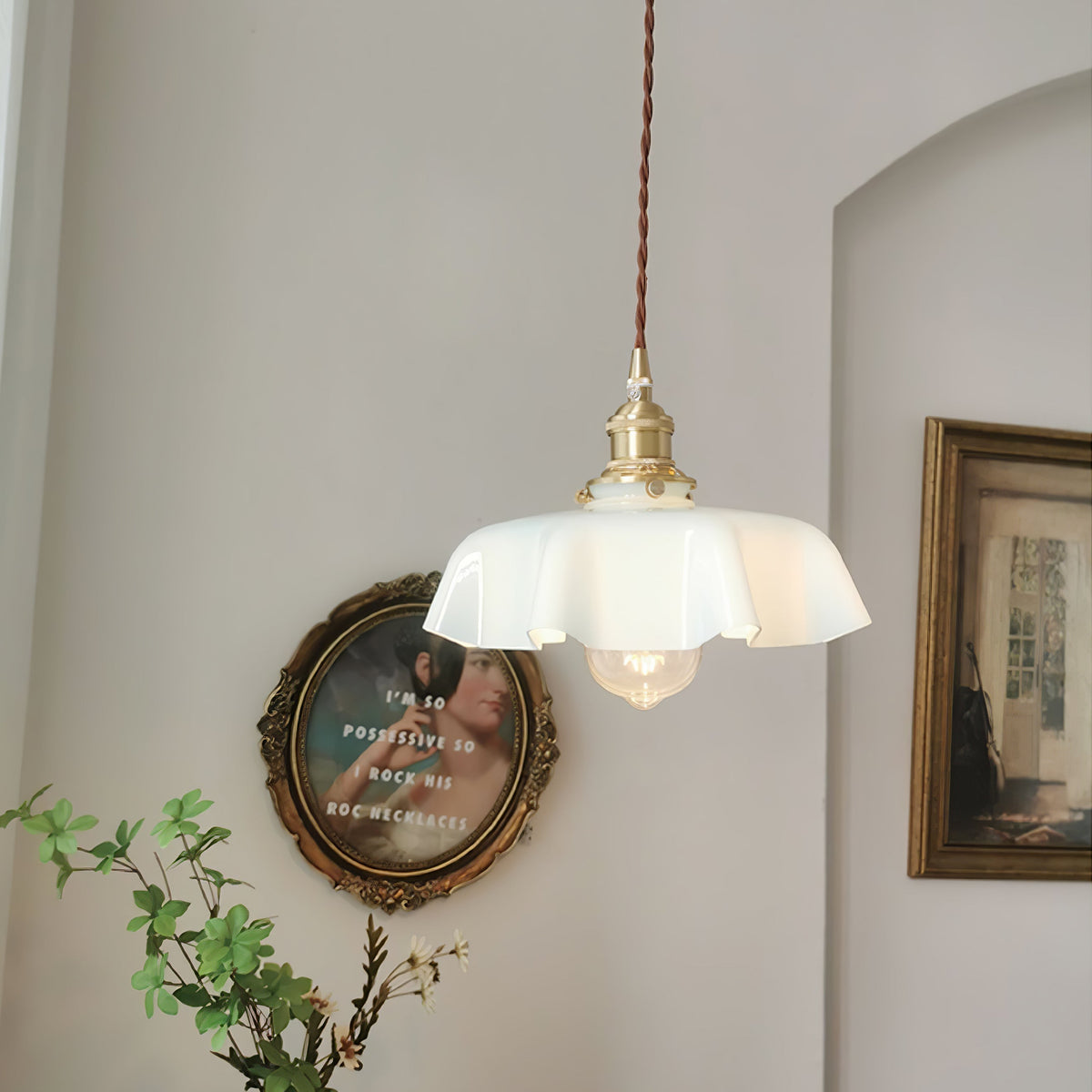 Sepalom Farmhouse Ruffled Pendant Light