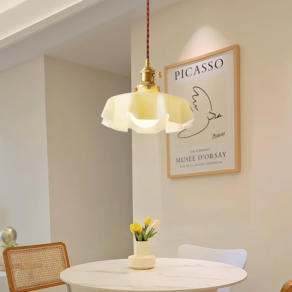 Sepalom Farmhouse Ruffled Pendant Light