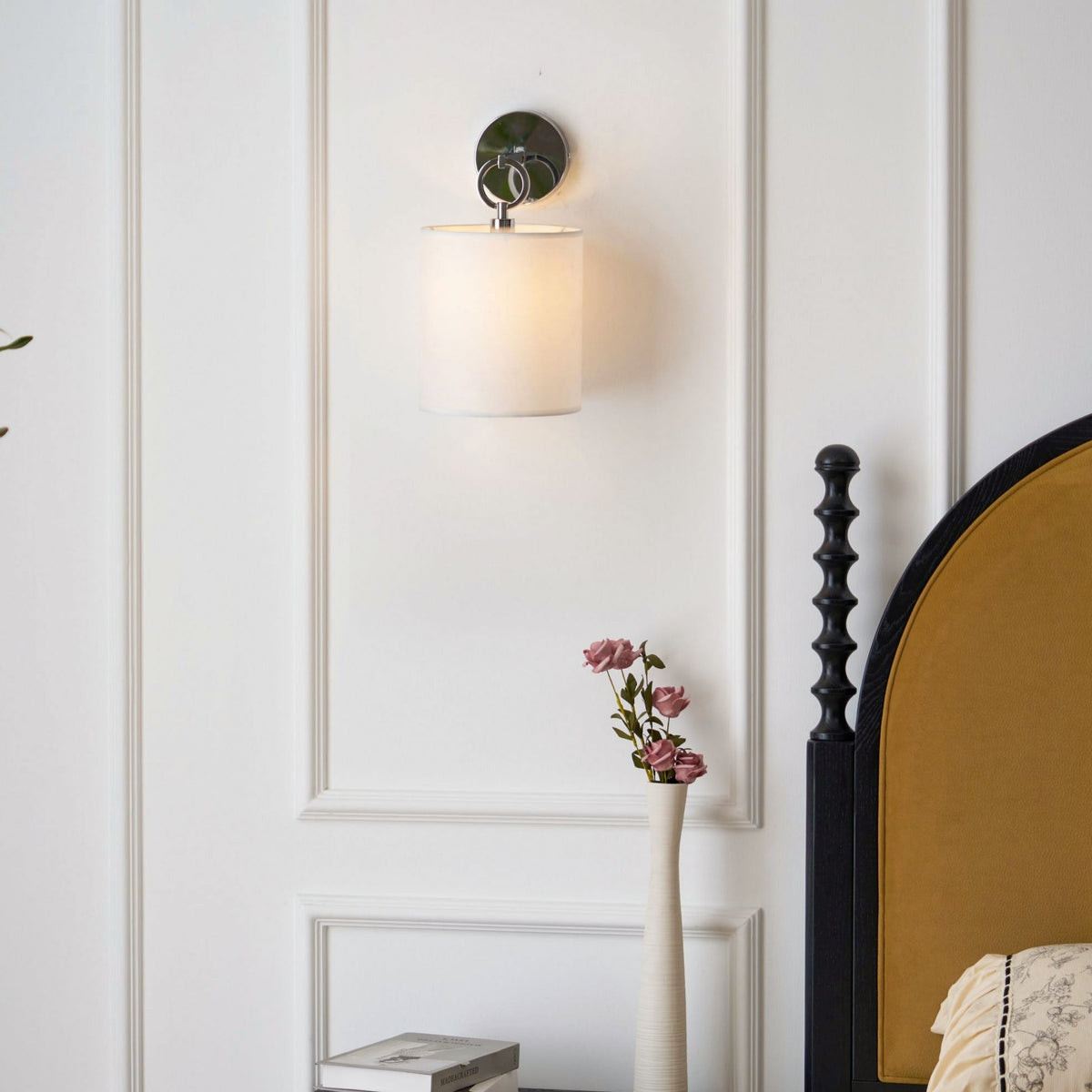 Sipovon Wall Lamp Farmhouse Fabric Cylindrical