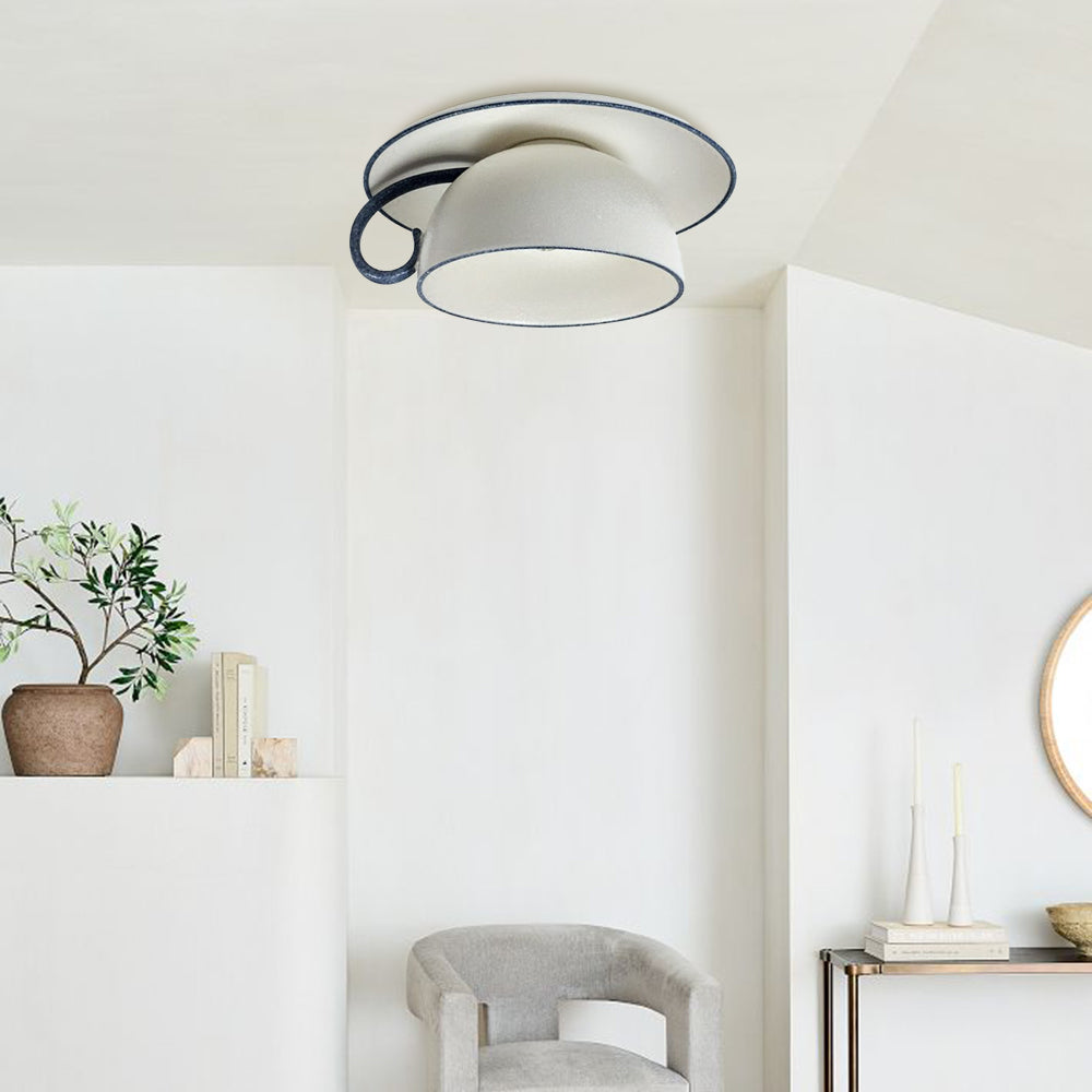 Dutanonu Modern Glaze Cup Ceramic Flush Mount Ceiling Light Bedroom