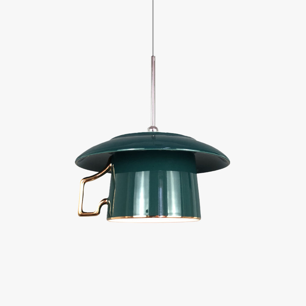Jerokana Square Handle Cup Ceramic LED Pendant Light Living Room